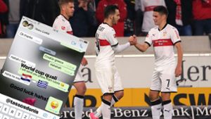 Verstehen sich auf und neben dem Platz blendend: Anastasios Donis (Mitte) und Josip Brekalo vom VfB Stuttgart. Foto: Pressefoto Baumann, Screenshot Instagram/@josip_brekalo