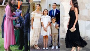 Prinzessin Kate (links) sinkt mit Wedges nicht ein, Kronprinzessin Victoria kombiniert sie zum Maxikleid und Königin Letizia (rechts) zeigt, dass Espadrilles auch Glamour können. Foto: Imago/PPE
