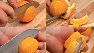Bereits mit einigen wenigen gekonnten Handgriffen lässt sich eine Orange filetieren.