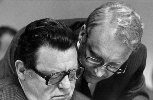 Franz Josef Strauß und Edmund Stoiber (rechts) 1980 im Wahlkampf. Der Bayer hatte sich als Kandidat der Union durchgesetzt. Die Wahl verlor er. Foto: dpa/Wolfgang Eilmes