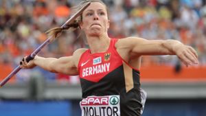Frust und Enttäuschung bei Katharina Molitor: Die Speerwurf-Weltmeisterin erlebt die Olympischen Spiele in Rio de Janeiro vor dem Fernseher. Foto: dpa