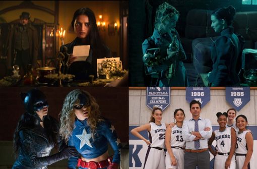 Wie wäre es im April zum Beispiel mit „Shadow and Bone“, „The Nevers“, „Big Shot“ oder „Stargirl“   (von links oben im Uhrzeigersinn)? Unsere Bildergalerie verrät, welche zehn Serien Sie in diesem Monat im Blick haben sollten.Foto: Netflix, HBO, Disney+, DC Foto:  