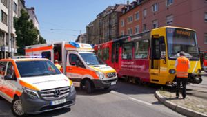 Trotz Gefahrenbremsung des Stadtbahnfahrers kam es zum Unfall. Foto: 7aktuell.de/Andreas Werner