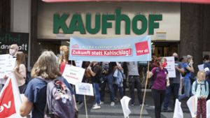 Am Samstag kam es vor dem Kaufhof zu der Demonstration. Foto: Lichtgut/Julian Rettig