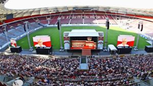 Im Juni 2017 wurde in der Mercedes-Benz-Arena über die Ausgliederung abgestimmt. Nun findet dort wieder die Mitgliederversammlung des VfB Stuttgart statt. Foto: Baumann