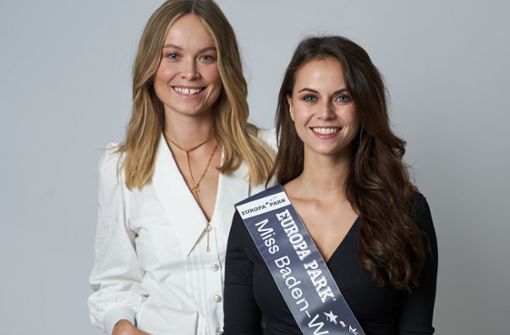 Jessica Bisceglia (rechts), die neue Miss Baden-Württemberg und Nadine Berneis, die Miss Germany 2019. Foto: dpa/Tobias Dick