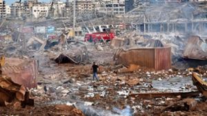Das Hafengelände Beiruts ist fast vollständig zerstört. Foto: AFP