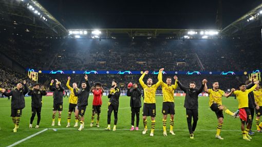 Die BVB-Spieler lassen sich von ihren Fans feiern. Foto: Bernd Thissen/dpa