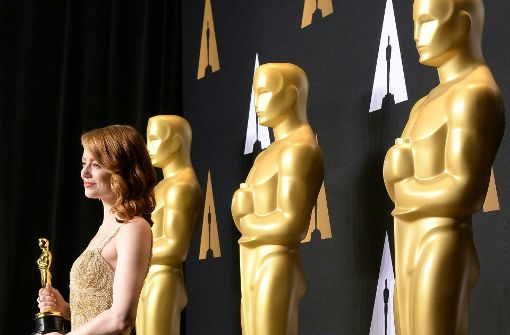 Emma Stone gewinnt den Preis als beste Schauspielerin für ihre Rolle in „La La Land“. Foto: AFP