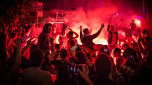 Die kroatischen Fans feiern den den Finaleinzug. Foto: Lichtgut/Julian Rettig