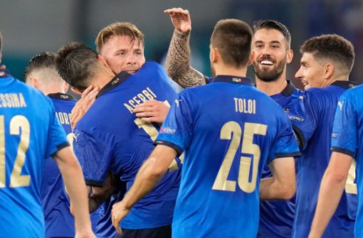 3:0 gegen die Schweiz bei der EM 2021 – die Italiener sind glücklich. Foto: AFP/ALESSANDRA TARANTINO