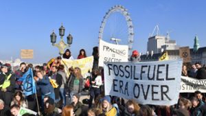 Die Demonstranten wollen auf den Klimawandel aufmerksam machen. Foto: PA Wire