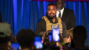 Kanye West brach bei einem Wahlkampfauftritt in Tränen aus. Foto: The Po/Lauren Petracca Ipetracca