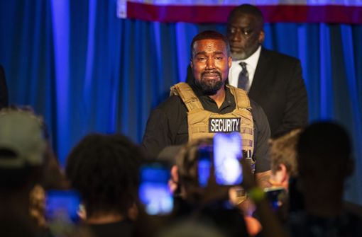 Kanye West brach bei einem Wahlkampfauftritt in Tränen aus. Foto: The Po/Lauren Petracca Ipetracca
