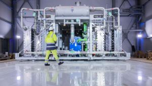 Ein Elektrolyseur für die Herstellung von grünem Wasserstoff bei Air Liquide in Oberhausen. Foto: Rolf Vennenbernd/dpa