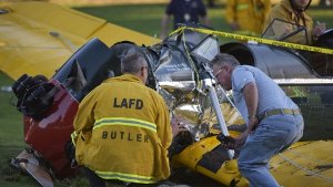 Schauspieler Harrison Ford ist mit einer Oldtimer-Maschine auf einem Golfplatz notgelandet und dabei verletzt worden. Foto: EPA