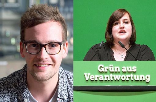Marcel Roth (links) und Lena Schwelling setzten sich als Landesvorsitzende der Grünen Jugend im Südwesten bei der Wahl am Samstag in Aalen durch. Foto: dpa/Collage StZN