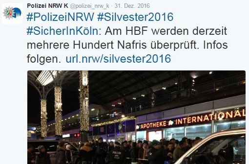 Dieser Tweet der Kölner Polizei sorgt für große Aufregung. Foto: screenshot