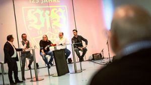Ewige Liebe VfB: Holger Gayer, Günther Schäfer, Ralph Klenk, Matthias Vafai, Eric Gauthier (von links). Foto: Lichtgut/Christoph Schmidt