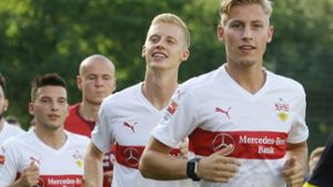 VfB-Talente: Ferati, Baumgartl, Ristl (vorne von links). Mehr Talente finden Sie in unserer Bildergalerie. Foto: Baumann