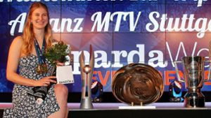 Verlässt Allianz MTV Stuttgart als Triple-Siegerin: Mittelblockerin Monique Strubbe. Foto: Baumann/Alexander Keppler