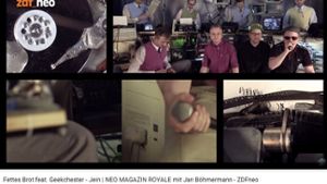 Jan Böhmermann macht Musik aus alten Computerteilen, den Gesang steuer Fettes Brot bei. Foto: Screenshot Youtube / Neo Royale Magazin