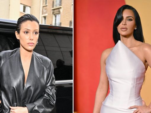 Bianca Censori (l.) ist Kanye West aktuelle Partnerin, Kim Kardashian seine Ex-Frau und Mutter seiner vier Kinder. Foto: imago/Bestimage / imago/UPI Photo