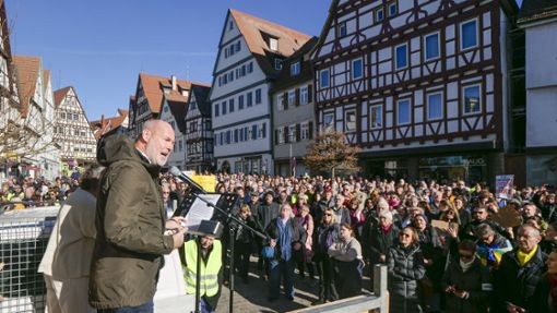 Der Leonberger OB Cohn bei der Demo gegen Rechtsextremismus. Foto: Simon Granville/Simon Granville