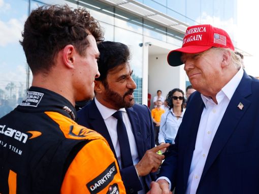 Lando Norris holte sich den Sieg beim Formel-1-Rennen in Miami und wurde dafür sogleich von Donald Trump beglückwünscht. Foto: Steven Tee/Motorsport Images/ddp/Sipa USA