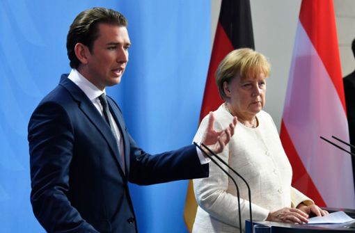 Wenn Sebastian Kurz redet, hat Angela Merkel meist nicht viel zu lachen. Foto: AFP