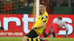 Der Dortmunder Torschütze Sebastian Kehl feiert seinen Treffer zum 3:2 im DFB-Pokalspiel – 8,78 Millionen Zuschauer verfolgten die Partie im Fernsehen. Foto: dpa