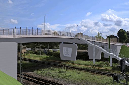 Die neue Pflugfelder Brücke: Eine Betonbrücke mit Metallgeländer soll die bisherige Bogenbrücke aus Stahl ablösen. Foto: Stadt
