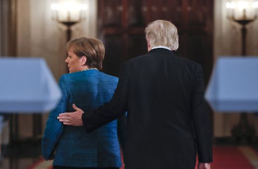 Kanzlerin Merkel und US-Präsident Trump nach der gemeinsamen Pressekonferenz im Weißen Haus. Foto: AP
